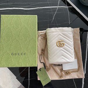 Gucci GG Marmont mini bucket bag white leather